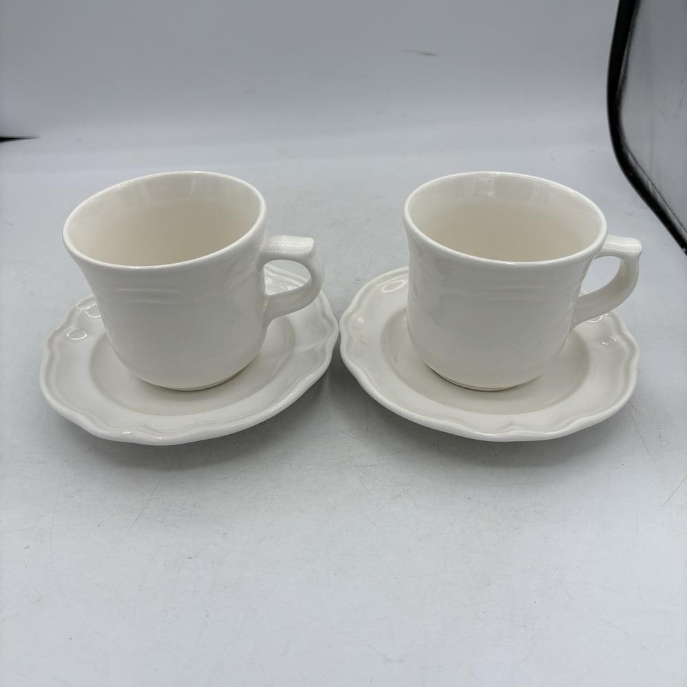 Vintage Pfaltzgraff Coffee Tea Cup Saucer Plate Gazebo White Lot Set of 2 Combos